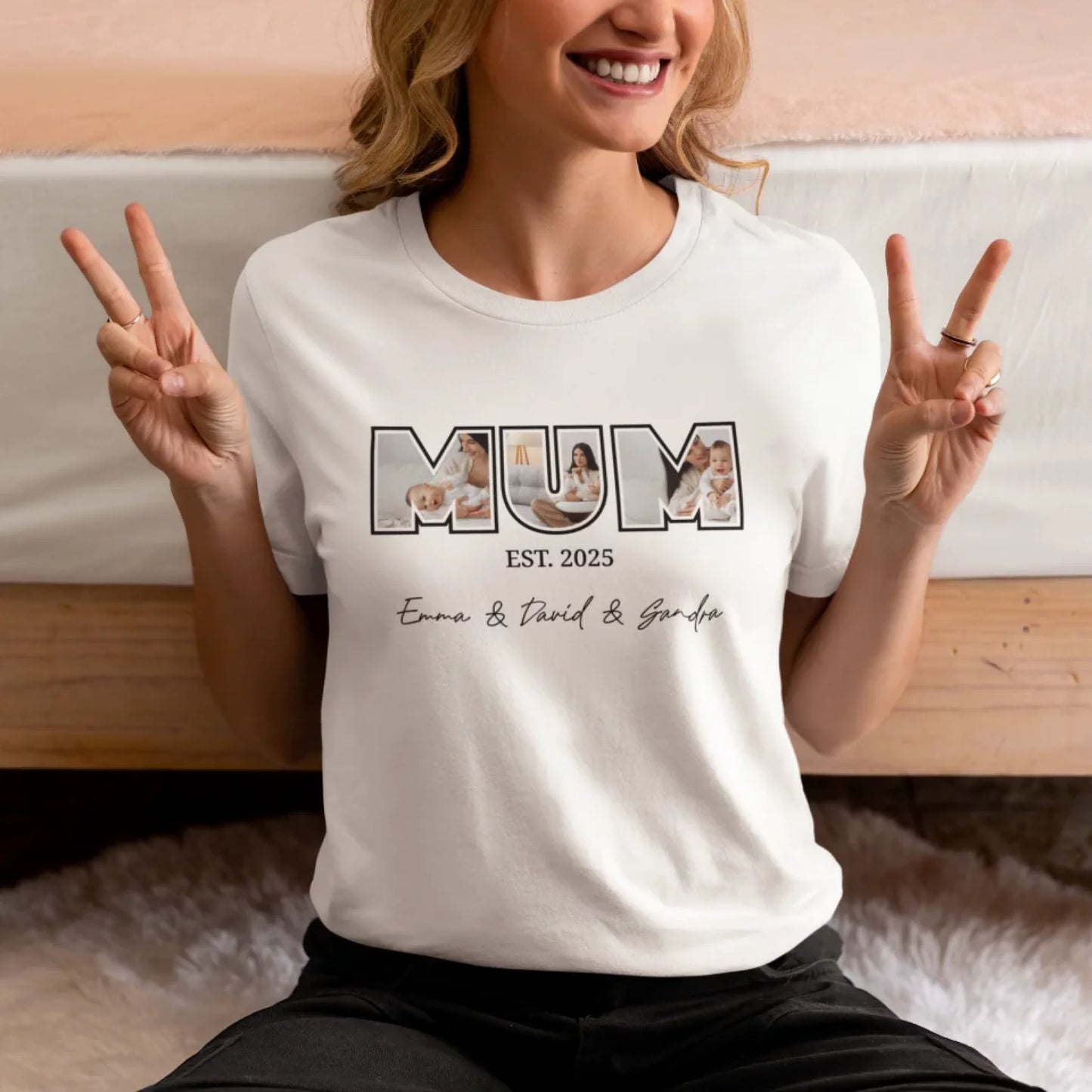 crewneck-tee-mockup-of-a-woman-making-peace-signs-with-her-hands-m37293